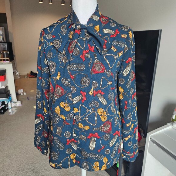 Miss Patina Vintage Tavern Top Bow tie Blouse - Picture 1 of 4